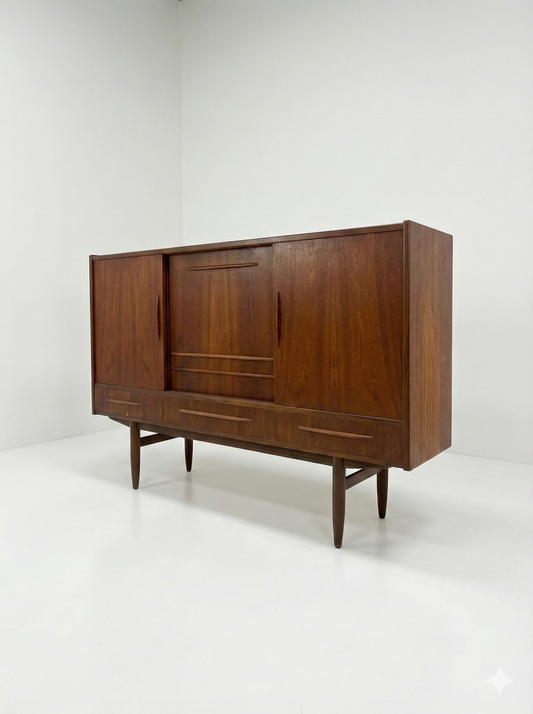 Mid Century Danish High board teak storage sideboard liquor cabinet mcm custom order