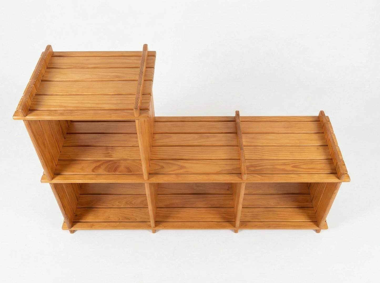 Post Modern Pine Book Shelf storage stepped cube design retro unit