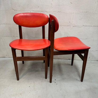 Mid Century Elite bean Tasmanian Ash chairs orange vinyl