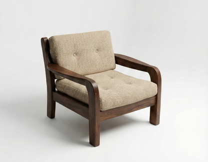 Mid Century Danish Backwood sculpture armchair original wool