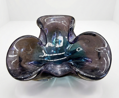 Mid Century Decor Josef Hospodka Chřibská "Cat's Head" bowl purple blue art vase bowl