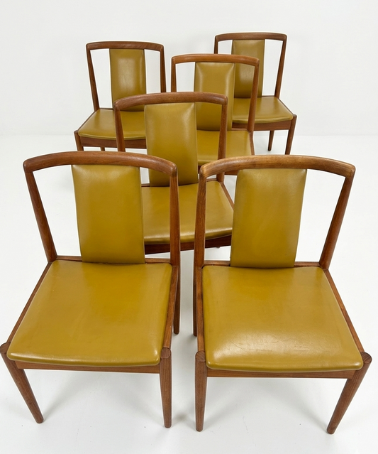 Mid Century Parker Furniture short T-Back No 88 Teak Dining Chairs Set of 6