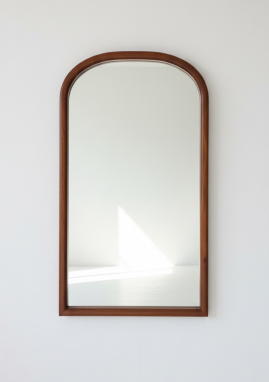Parker Mid Century Arc Mirror teak frame ready to hang MCM
