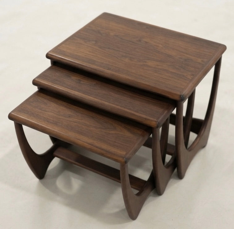 Kalmar Nesting walnut veneer coachwood table coffee Custom finish