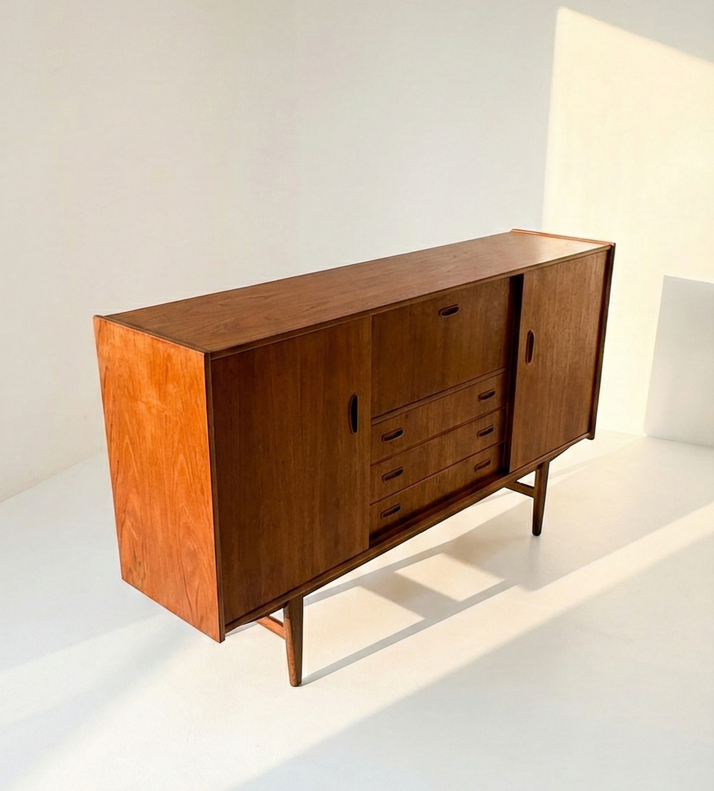 Mid Century Danish Highboard storage sideboard liquor cabinet teak 70s era unit