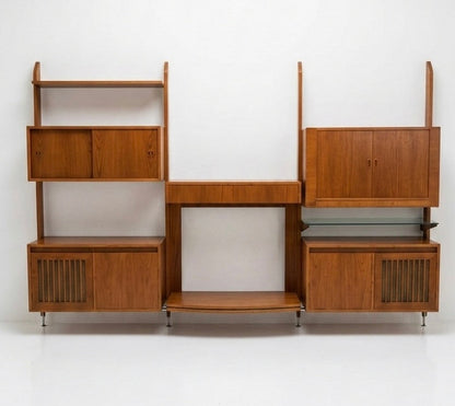 Mid Century wall unit John Grimes style ladder storage retro display cabinet