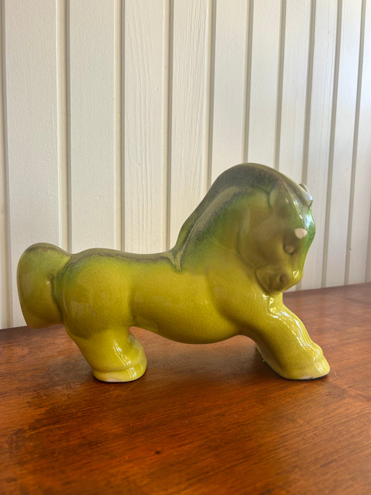 Mid Century Frankoma horse pottery figure bright lime and yellow