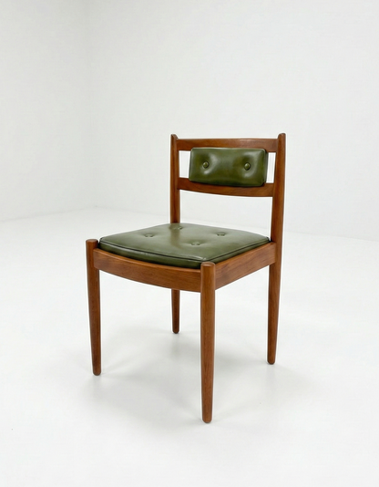 Chiswell Teak Button-Back Chairs, Set of Six — Green