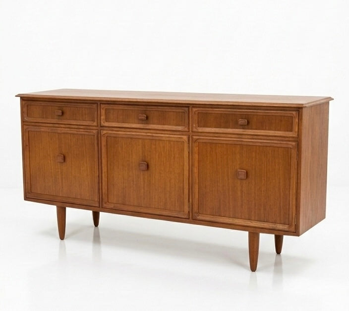 Mid Century Parker teak sideboard square handle mcm retro storage cabinet