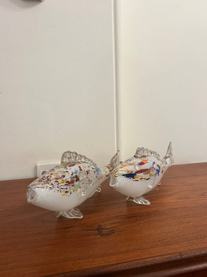 Murano glass blown fish pair
