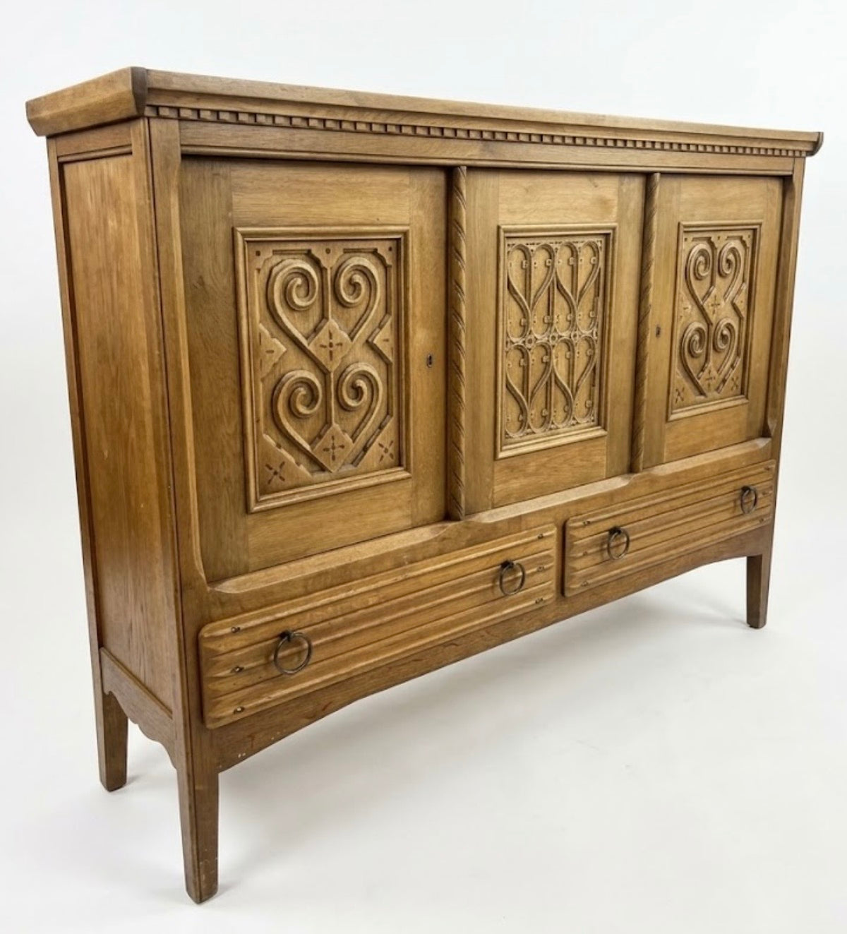 Highboard Oak cabinet by Henning Kjærnulf 1960s with Key by EG Møbler.