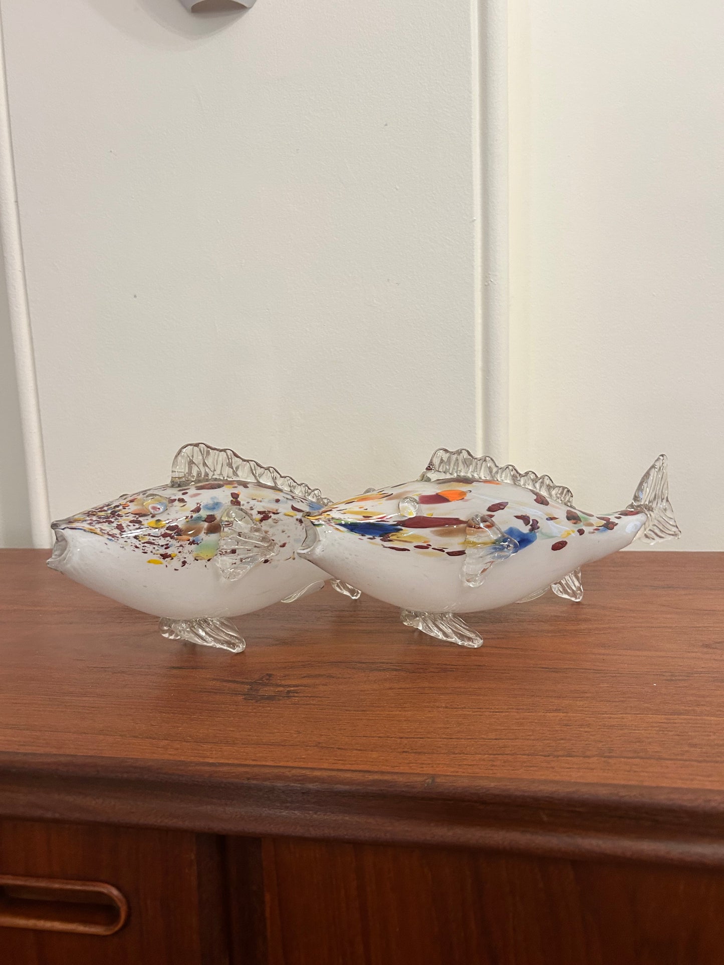 Murano glass blown fish pair