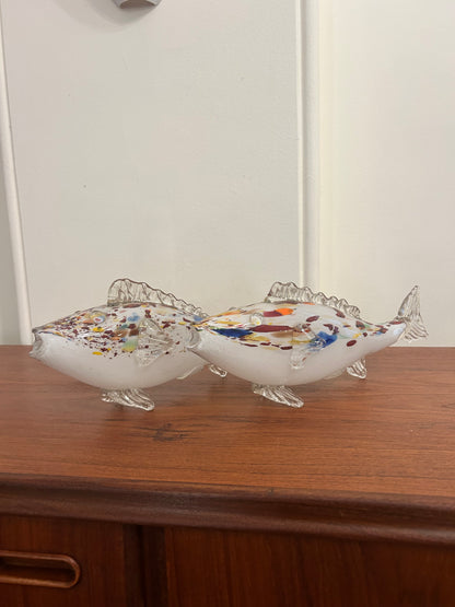 Murano glass blown fish pair