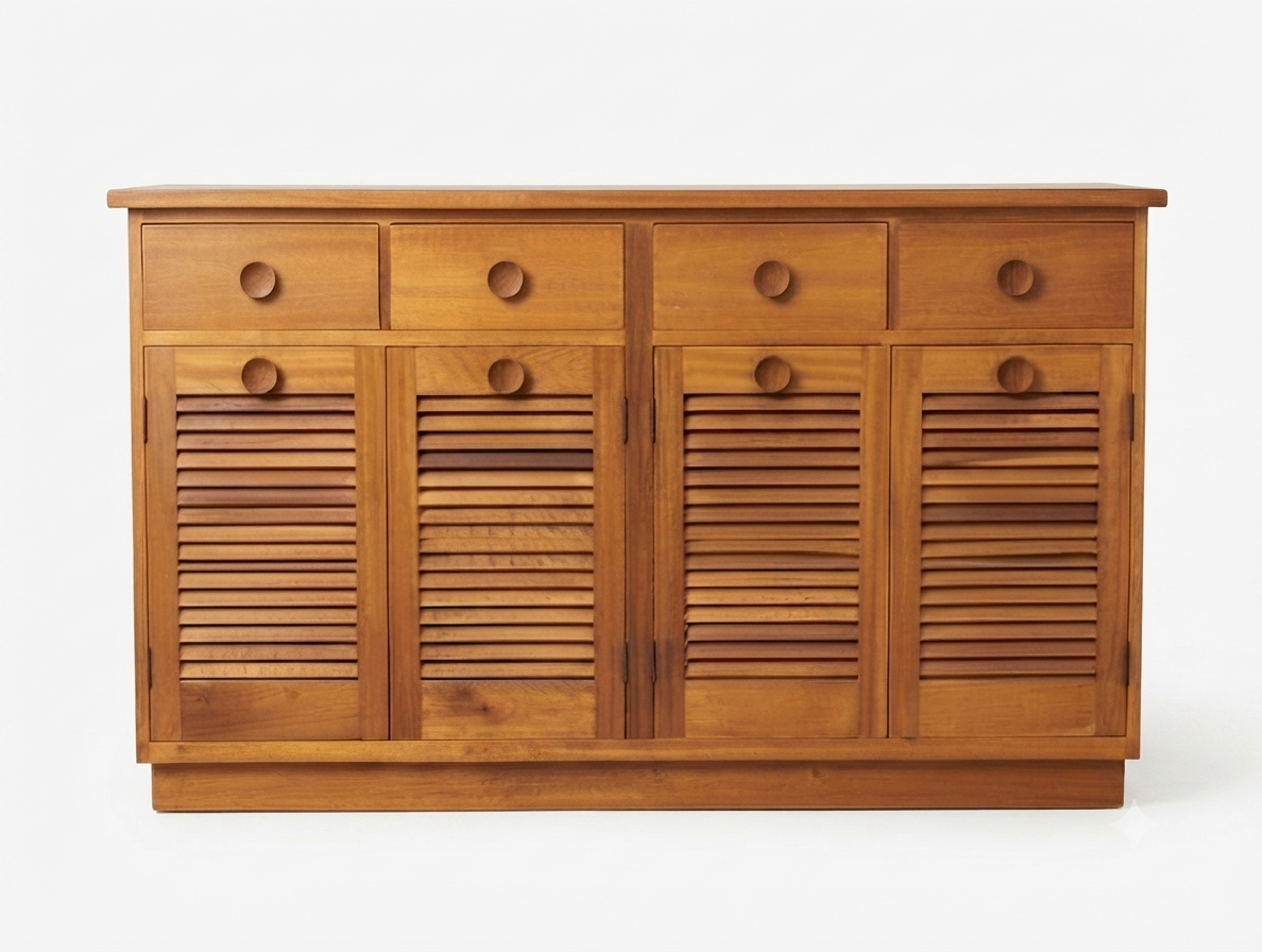 Mid Century Louvre door finish sideboard highboard storage Maple Australian 1960s