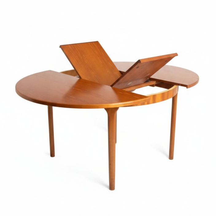 Mid Century Mcintosh Model T 21 round extension circle table teak retro dining mcm