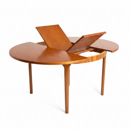 Mid Century Mcintosh Model T 21 round extension circle table teak retro dining mcm