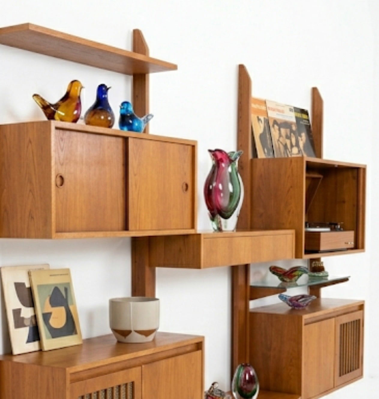 Mid Century wall unit John Grimes style ladder storage retro display cabinet