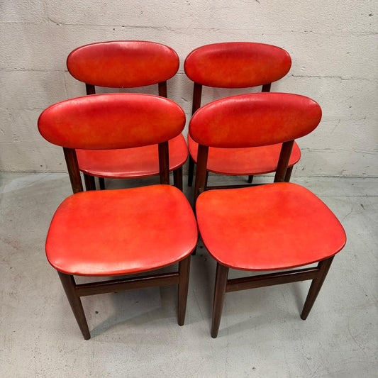 Mid Century Elite bean Tasmanian Ash chairs orange vinyl
