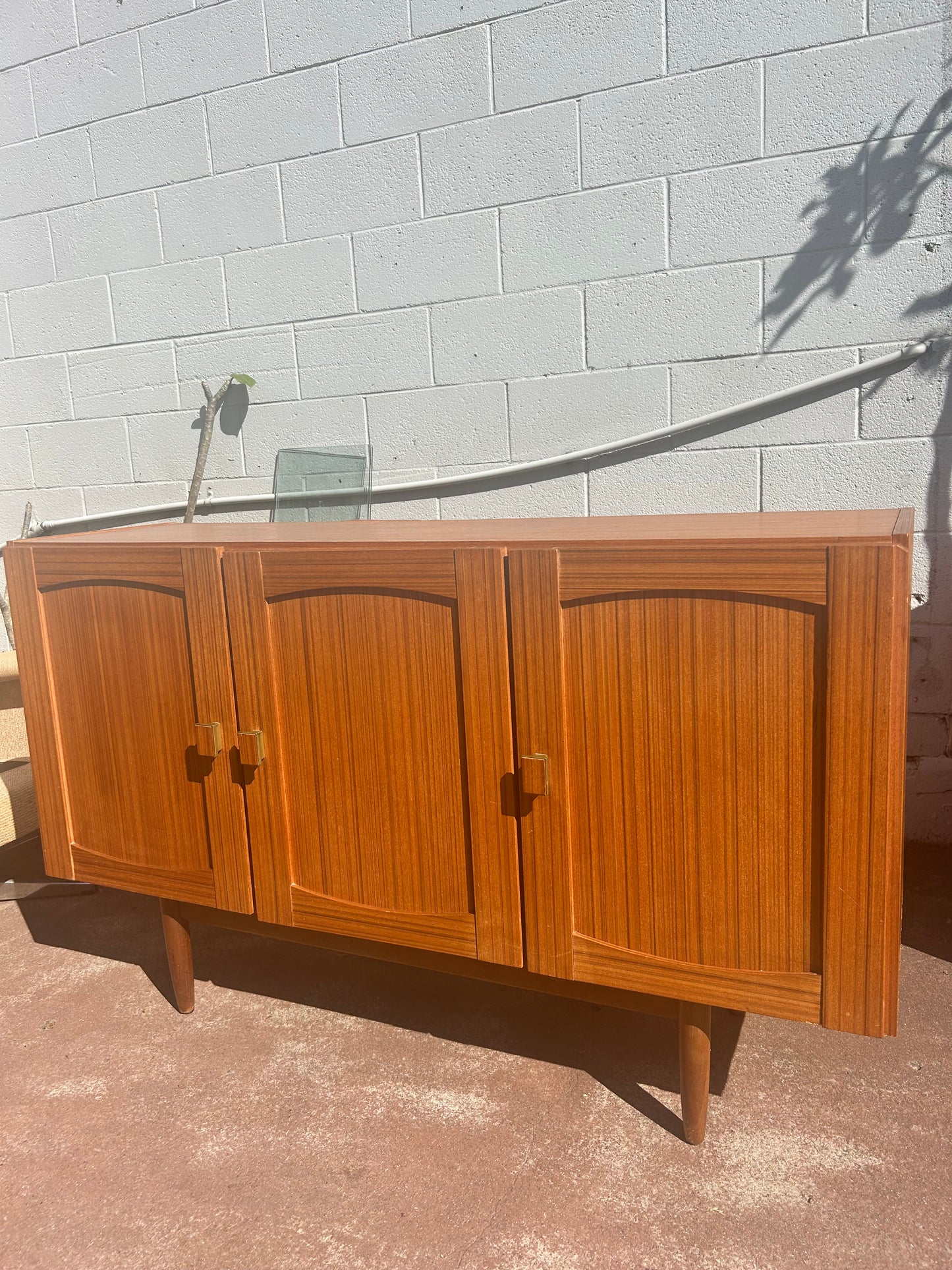 Mid Century golden teak sideboard buffet storage cabinet