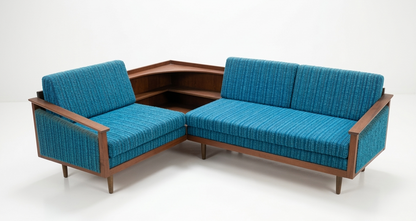 Teak Modular Sofa, Blue — 1960s