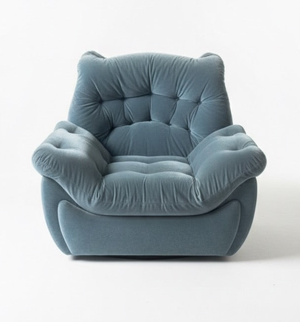 Mid Century Namco Pod Chair baby velvet blue