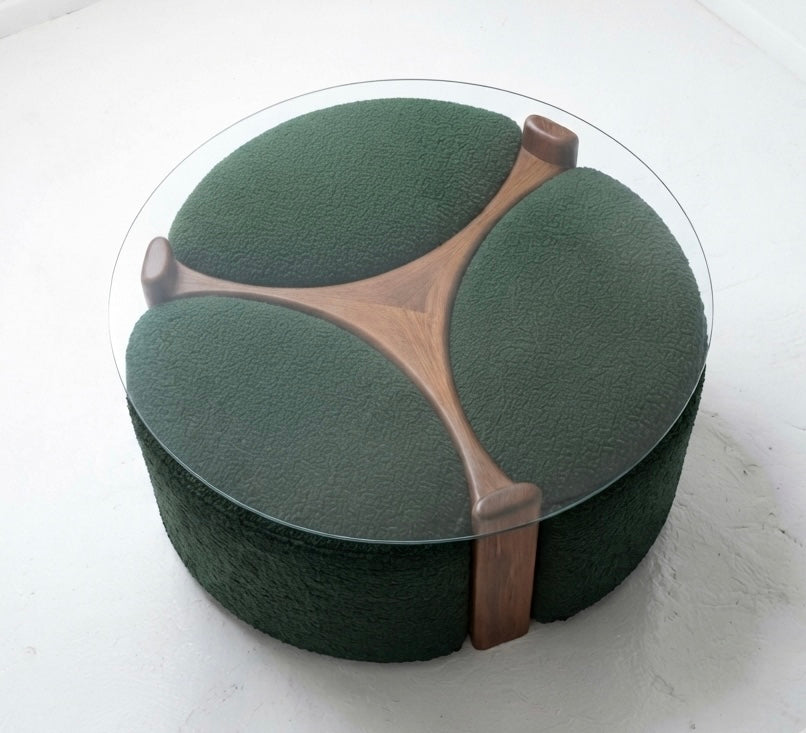 T H Brown coffee table and foot stools custom order 3 - 4 week lead time