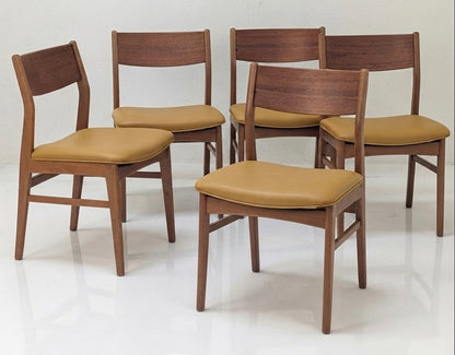 Macrob Set of Six Dining Chairs in Mustard Vinyl