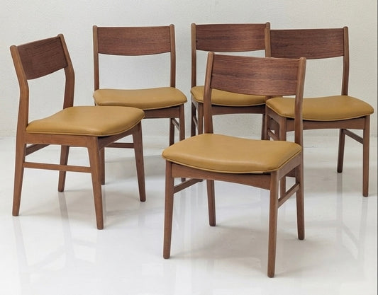Macrob Set of Six Dining Chairs in Mustard Vinyl