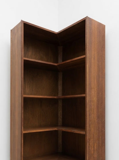Mid Century Narrow Corner bookshelf black bean timber storage retro