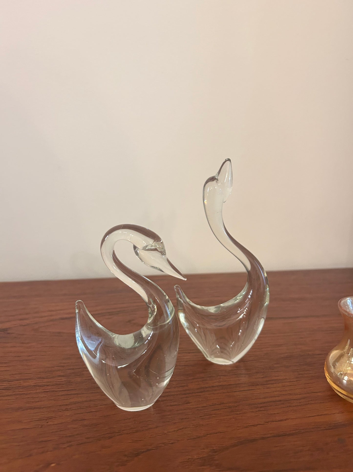 Vintage Glass Swans (PAIR)