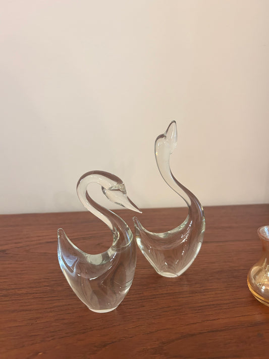 Vintage Glass Swans (PAIR)
