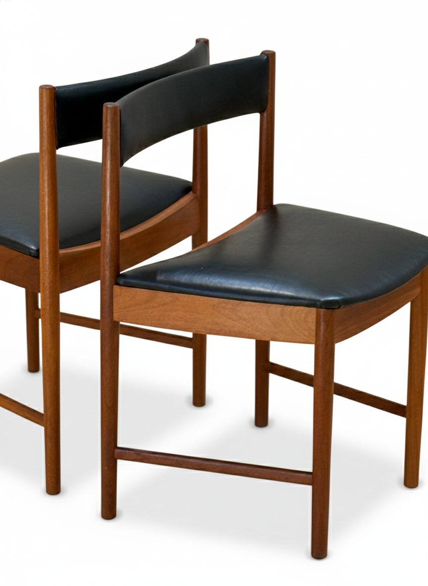 Sold Mid Century Mcintosh dining chairs teak retro short seating suits T 21 dining table set of six