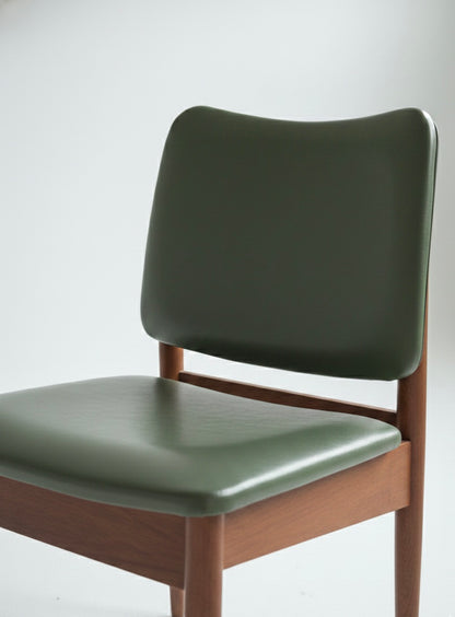 Mid Century Chiswell Forest Green set of three vinyl chairs teak retro mcm 1970s