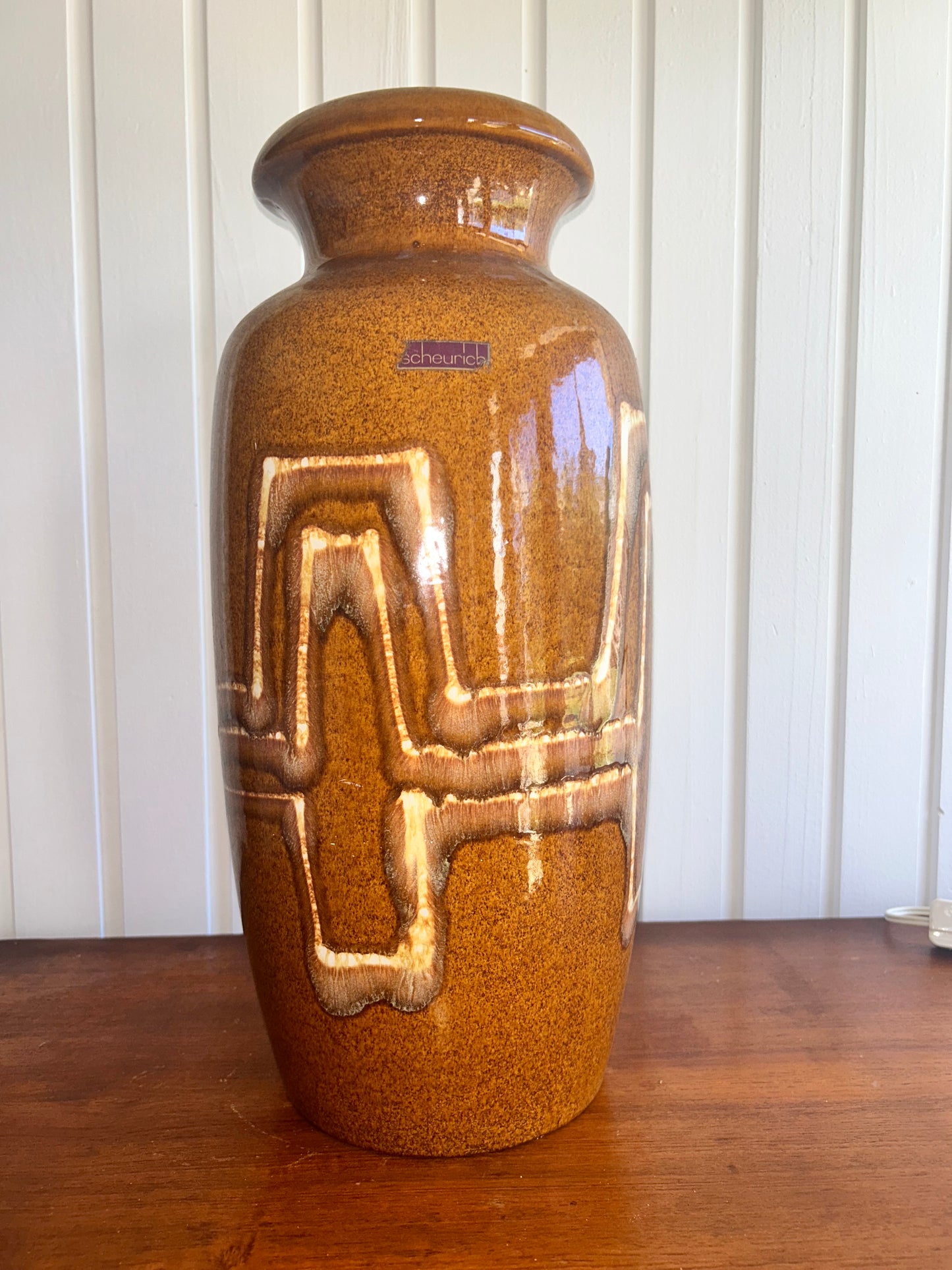 West German floor vase 291 -45 brown cream glazed