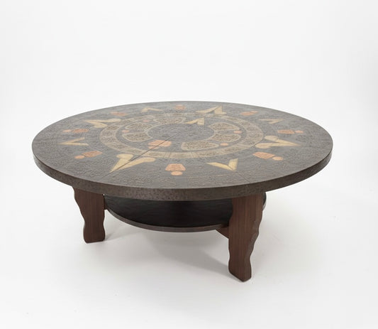 Mid Century Copper Art Brutalist Coffee table mcm retro vintage