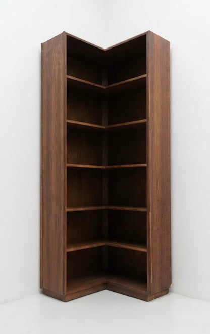 Mid Century Narrow Corner bookshelf black bean timber storage retro