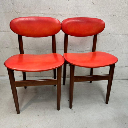 Mid Century Elite bean Tasmanian Ash chairs orange vinyl