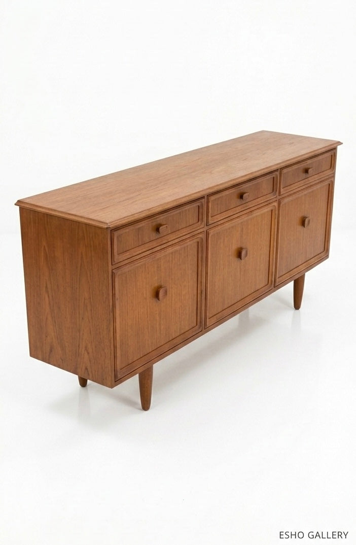 Mid Century Parker teak sideboard square handle mcm retro storage cabinet