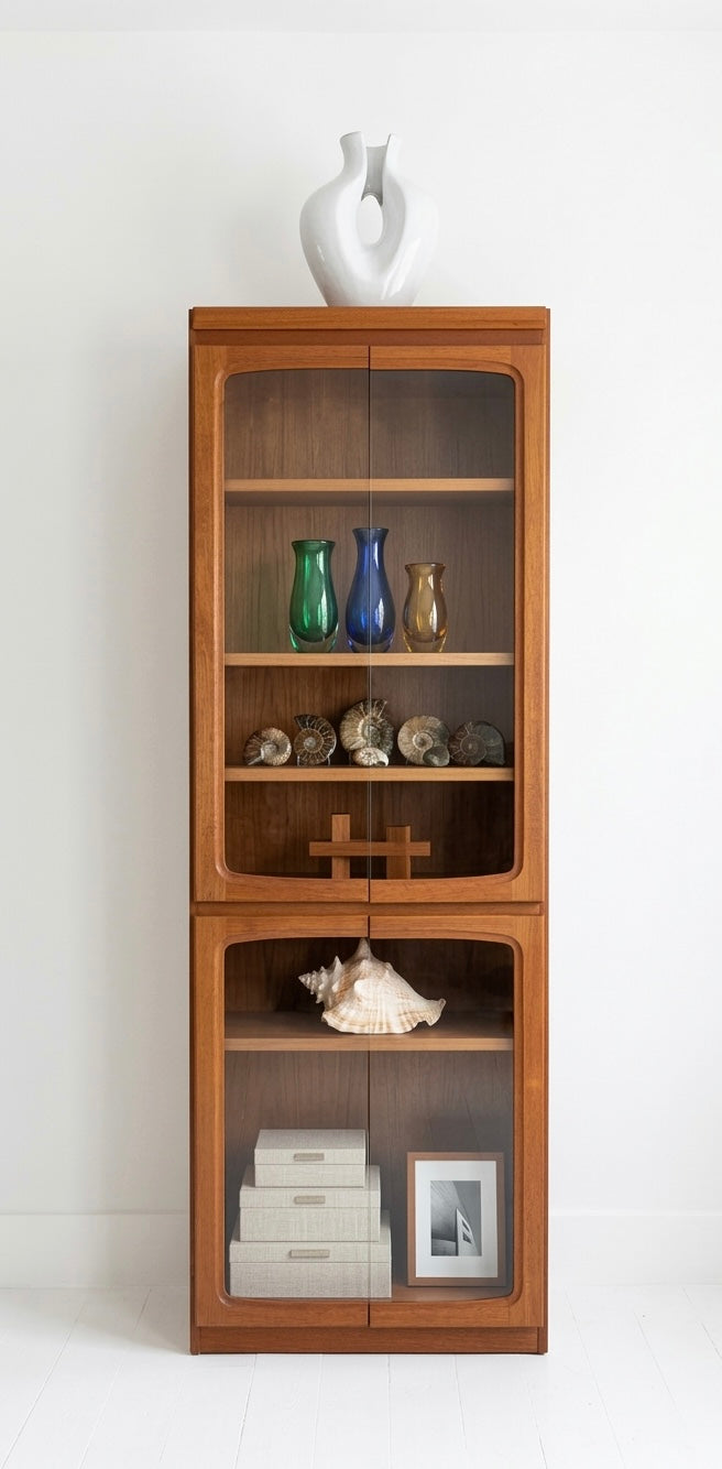 Mid Century golden teak Chiswell glass display cabinet retro mcm