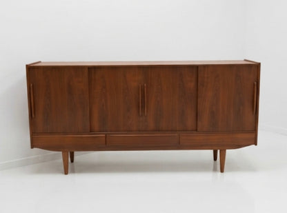Danish Teak Highboard Sideboard, E.W. Bach Style — 1960s