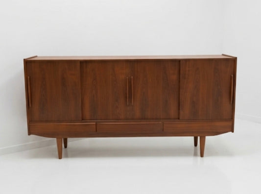 Danish Teak Highboard Sideboard, E.W. Bach Style — 1960s