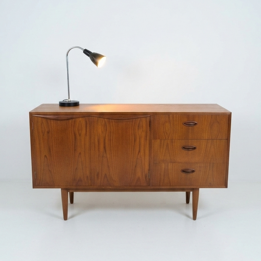 Mid Century Chiswell teak two door RARE wave sideboard storage buffet LP Cabinet mcm retro
