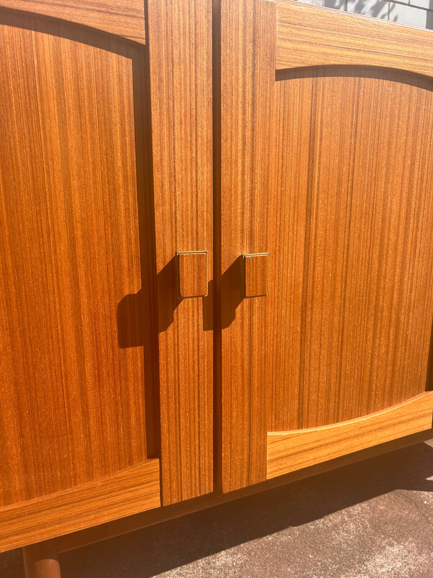 Mid Century golden teak sideboard buffet storage cabinet