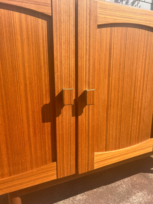 Mid Century golden teak sideboard buffet storage cabinet
