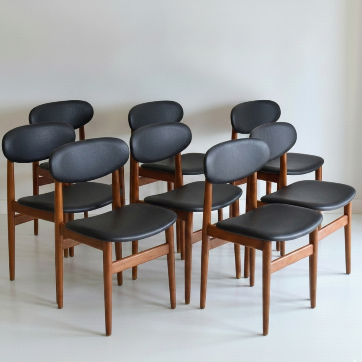 Mid Century Elite Bean Chairs Set of Eight Tasmanian Ash CUSTOM UPHOLSTERY
