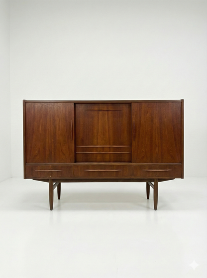 Mid Century Danish High board teak storage sideboard liquor cabinet mcm custom order