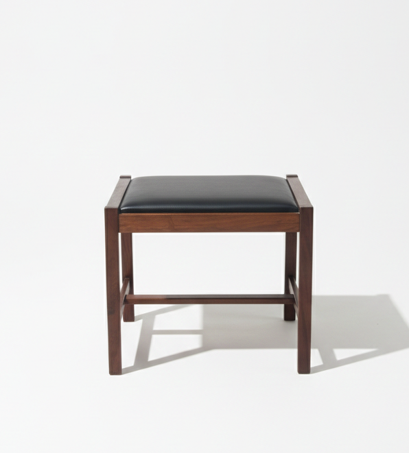 Mid Century Australian Scribbly Gum stool black vinyl seat