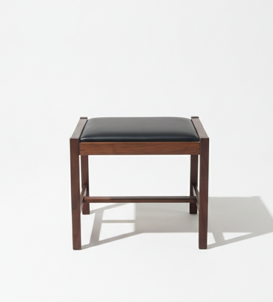 Mid Century Australian Scribbly Gum stool black vinyl seat