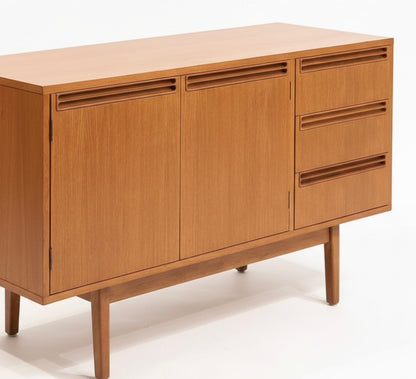 Mid Century Teak Sideboard Buffet Cabinet LP Storage by Wrightbilt 1960s minimalist Custom Order 2-3 week