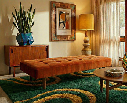 Mid Century Day bed lounge sofa teak cigar legs Custom Upholstery